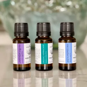 zestaw olejków -lawenda - mięta pieprzowa-drzewo herbaciane